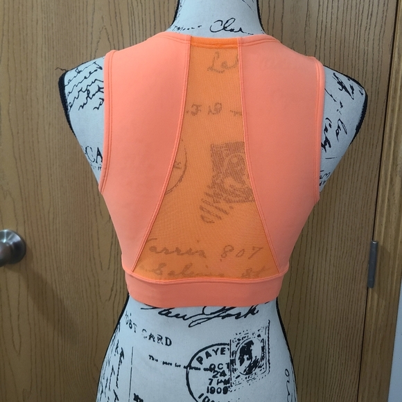 Lululemon Hotty Hot Neon Highlight Orange  Crop Top Mesh Sports Bra - Picture 4 of 7
